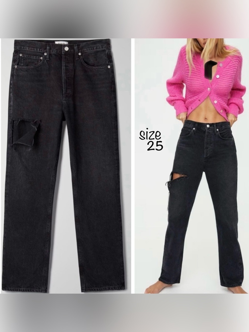 Agolde 90's Button Fly Loose Boyfriend-Inspired Straight-Leg Jeans in Serpent 25